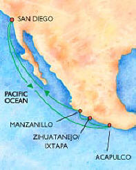 picture of map of cruise to Mexico