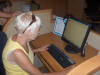 picture of kathy in the internet cafe on the Caribbean Princess