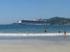 View of the Carnival Spirit anchored at the destination port of Zihuatanejo Mexico