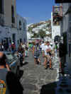 photos of quaint little streets in Mykonos Greece